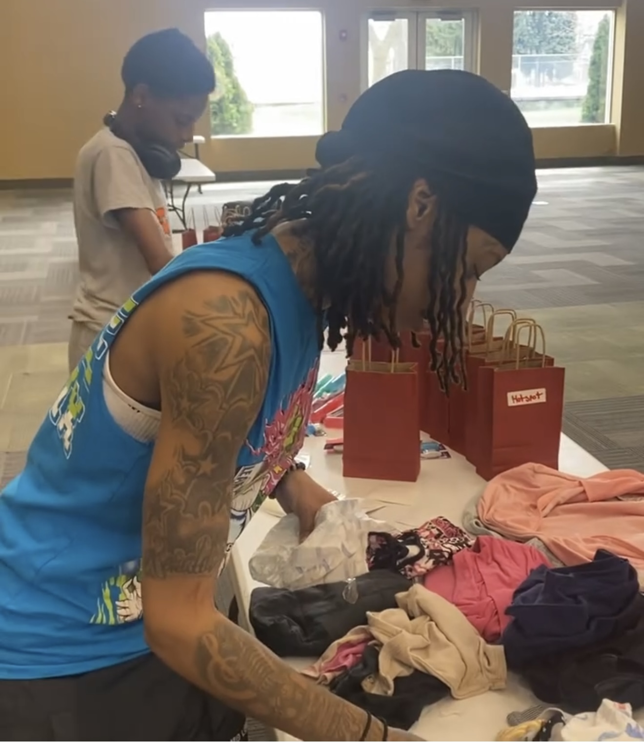 Clothes organized for the giveaway
